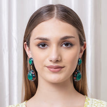 Load image into Gallery viewer, Alloy Enamel Green Glass Water Drop Earring