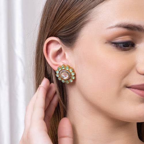 American Diamond Green and White Earring