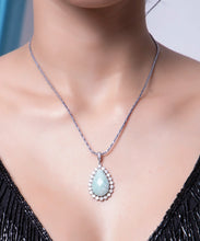 Load image into Gallery viewer, Natural Green stone American diamond pendent