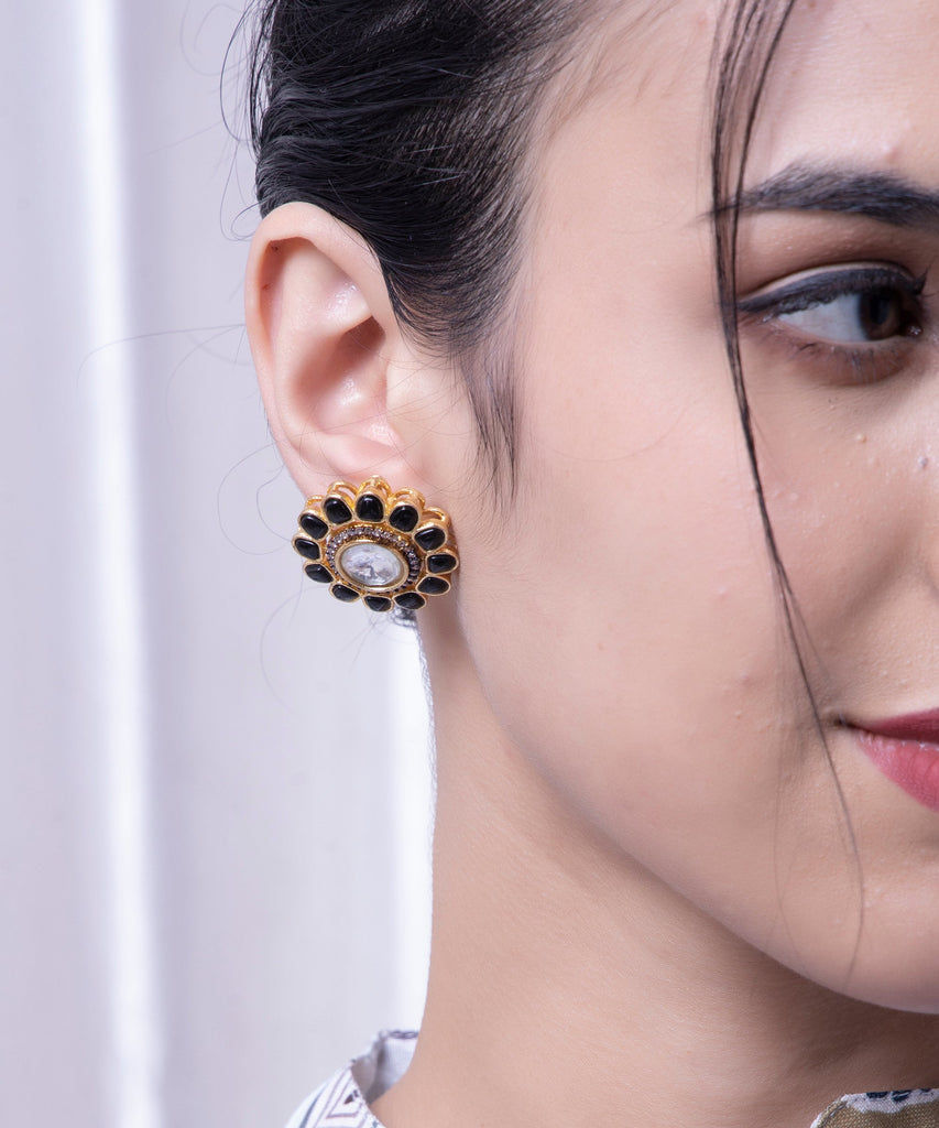 American Diamond Black Diamonds Flower Earring