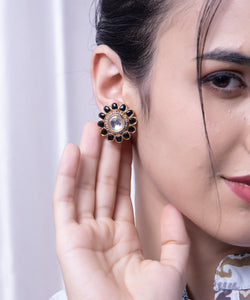 American Diamond Black Diamonds Flower Earring