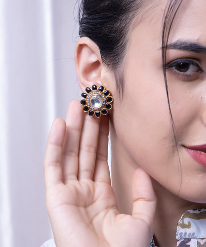 American Diamond Black Diamonds Flower Earring