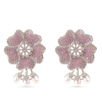 Load image into Gallery viewer, American Diamond Pink Flower Earring