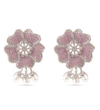 American Diamond Pink Flower Earring