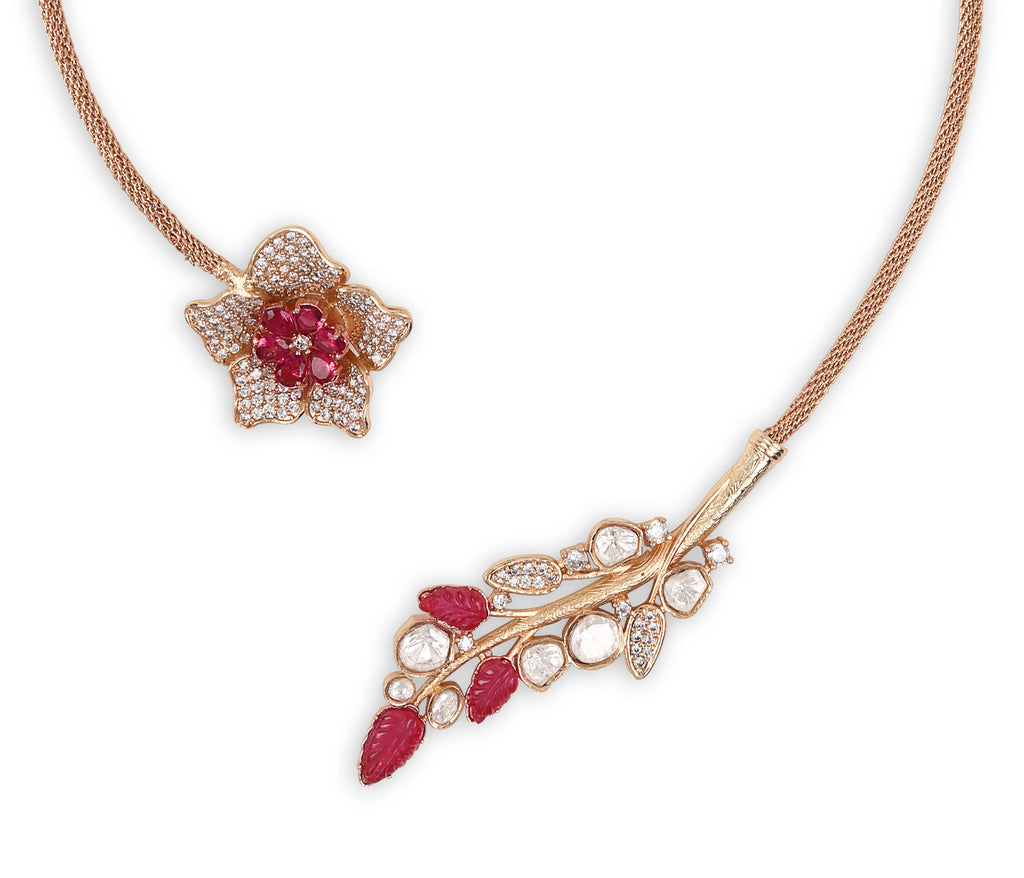 Hasli Red leaf and Flower with earrings