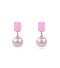 Load image into Gallery viewer, Anti-Tarnish Pink Enamel and Pearl Earring