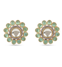 Load image into Gallery viewer, American Diamond Green and White Earring