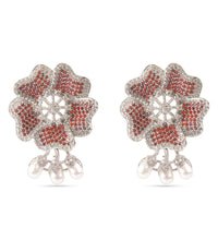 Load image into Gallery viewer, American Diamond Red Flower Earring