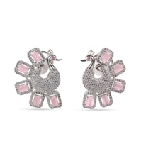 Load image into Gallery viewer, Peacock Design American Diamond Pink Earring