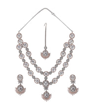 Load image into Gallery viewer, Tasmaye premium Rose Gold  plated American Diamond necklace set Wedding Special