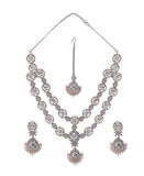 Tasmaye premium Rose Gold  plated American Diamond necklace set Wedding Special