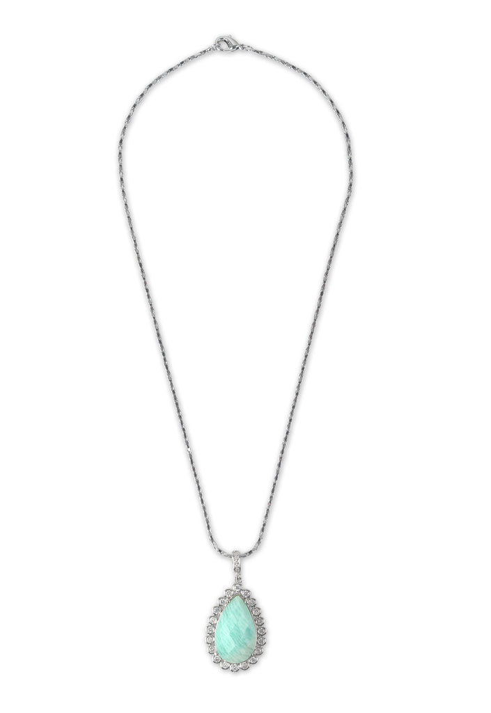 Natural Green stone American diamond pendent