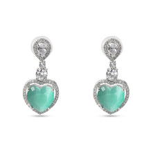 Load image into Gallery viewer, American Diamond Heart Shape Green Earring