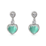 American Diamond Heart Shape Green Earring