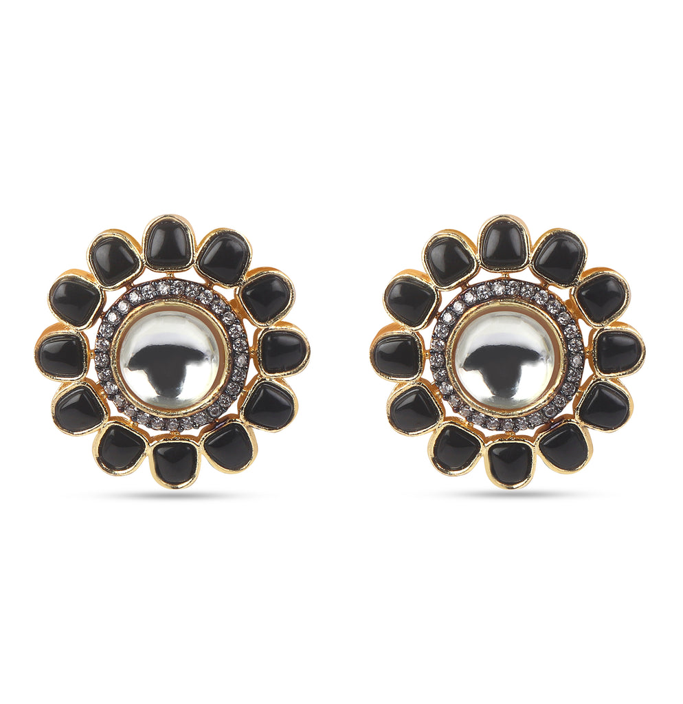 American Diamond Black Diamonds Flower Earring