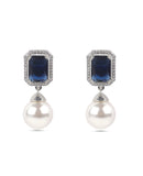 Blue American Diamond Stone Pearl Earring