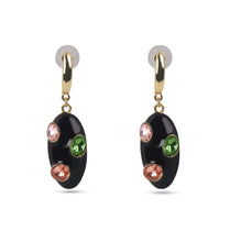 Load image into Gallery viewer, Premium Black Enameled Oval Shape Multicolor Glass Stone Earring