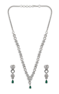 American diamond heart shape necklace Green stone