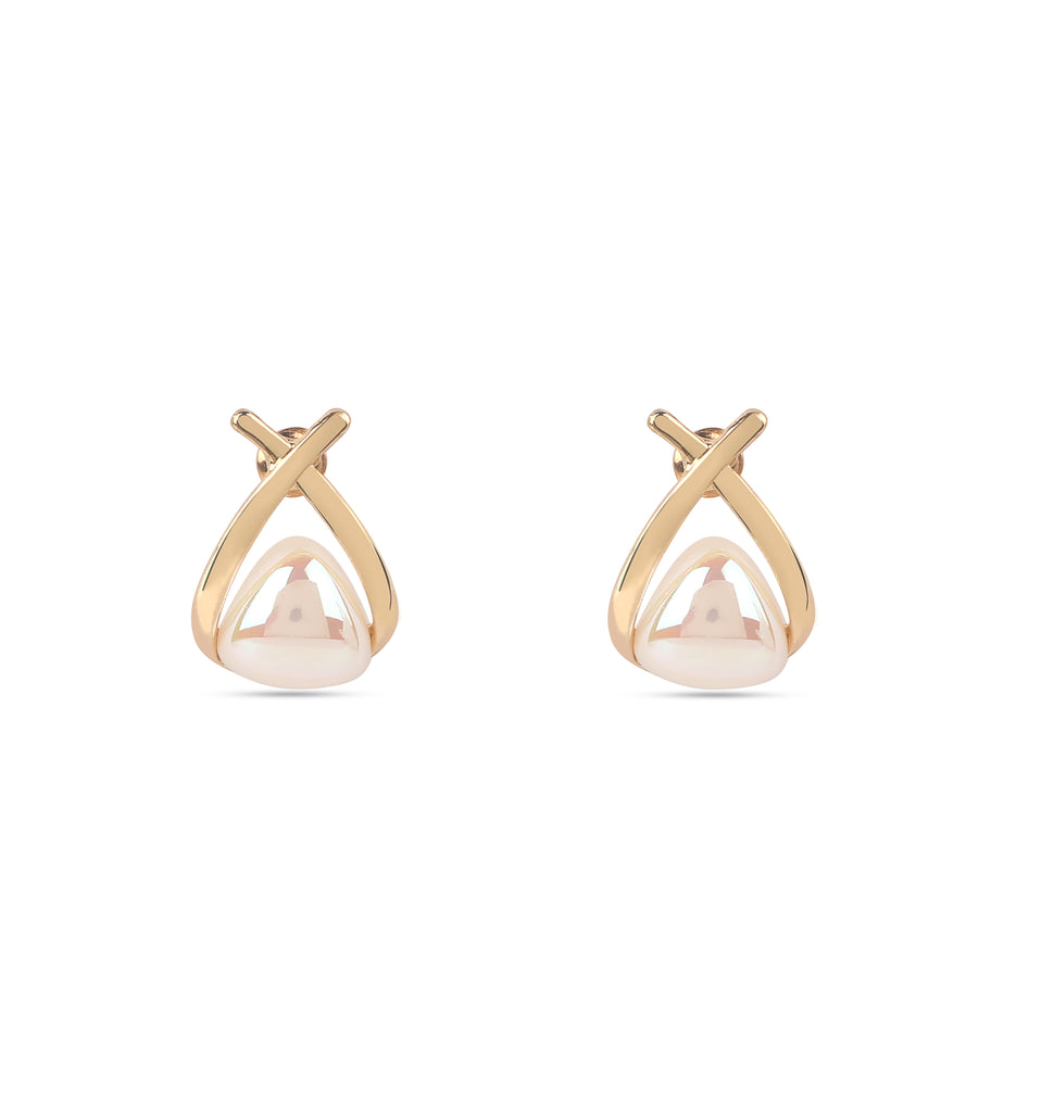 Korean Gold-Plated White Pearl Double Shaded Earring