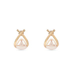 Korean Gold-Plated White Pearl Double Shaded Earring