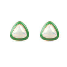 Load image into Gallery viewer, Korean Earring with Pearl and Green Enamel