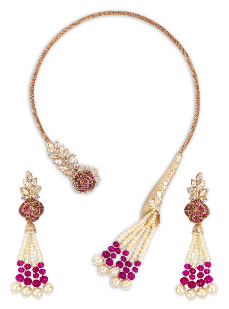 Pink Moissanite Hasli set with earrings