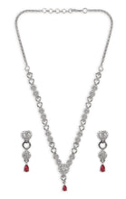 Load image into Gallery viewer, American Diamond Heart shape Necklace Set Red Stone
