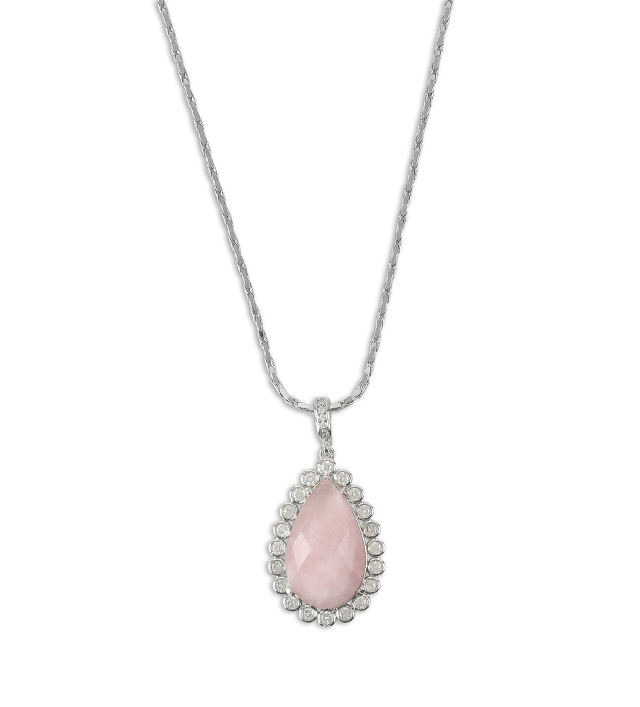 Natural Pink stone American diamond pendent