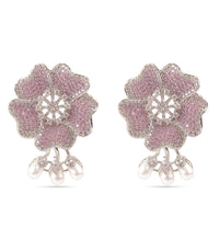 Load image into Gallery viewer, American Diamond Pink Flower Earring