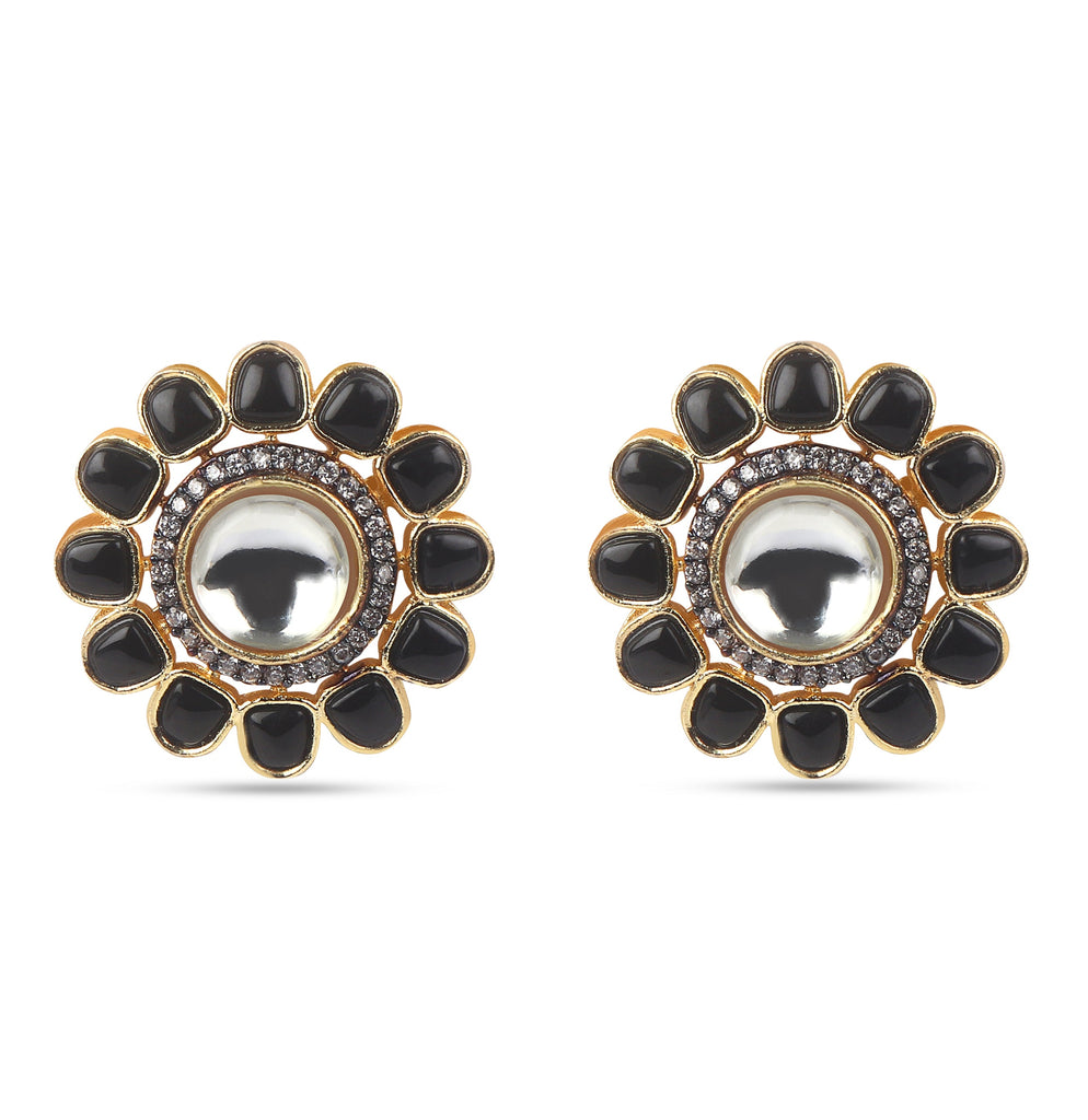 American Diamond Black Diamonds Flower Earring