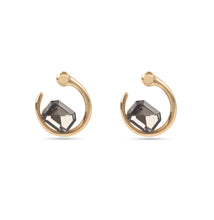 Load image into Gallery viewer, Anti-Tarnish Golden Earring with Shaded Black Stone