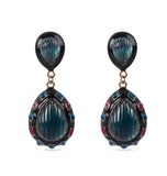 Alloy Enamel Blue Glass Water Drop Earring