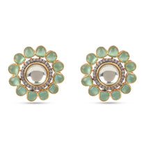 Load image into Gallery viewer, American Diamond Green and White Earring