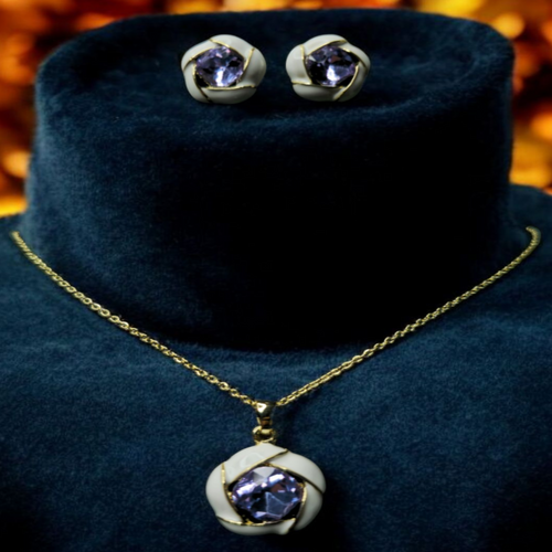 Enamel Blue sapphire stone Necklace set