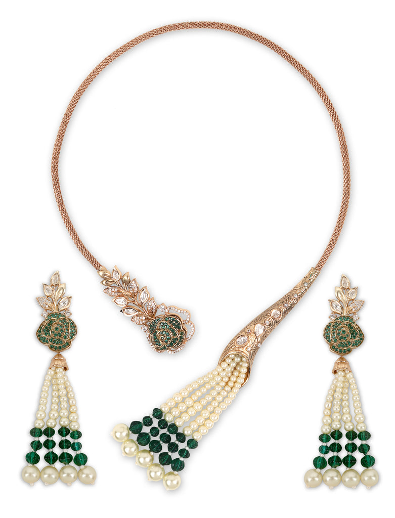 Green Moissanite Hasli set with earrings