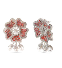 Load image into Gallery viewer, American Diamond Red Flower Earring