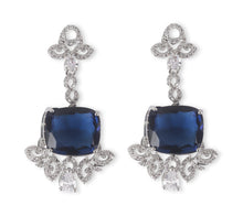 Load image into Gallery viewer, Square Blue stone American Diamond with Earrings