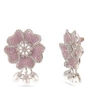 Load image into Gallery viewer, American Diamond Pink Flower Earring