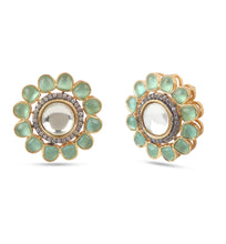 Load image into Gallery viewer, American Diamond Green and White Earring
