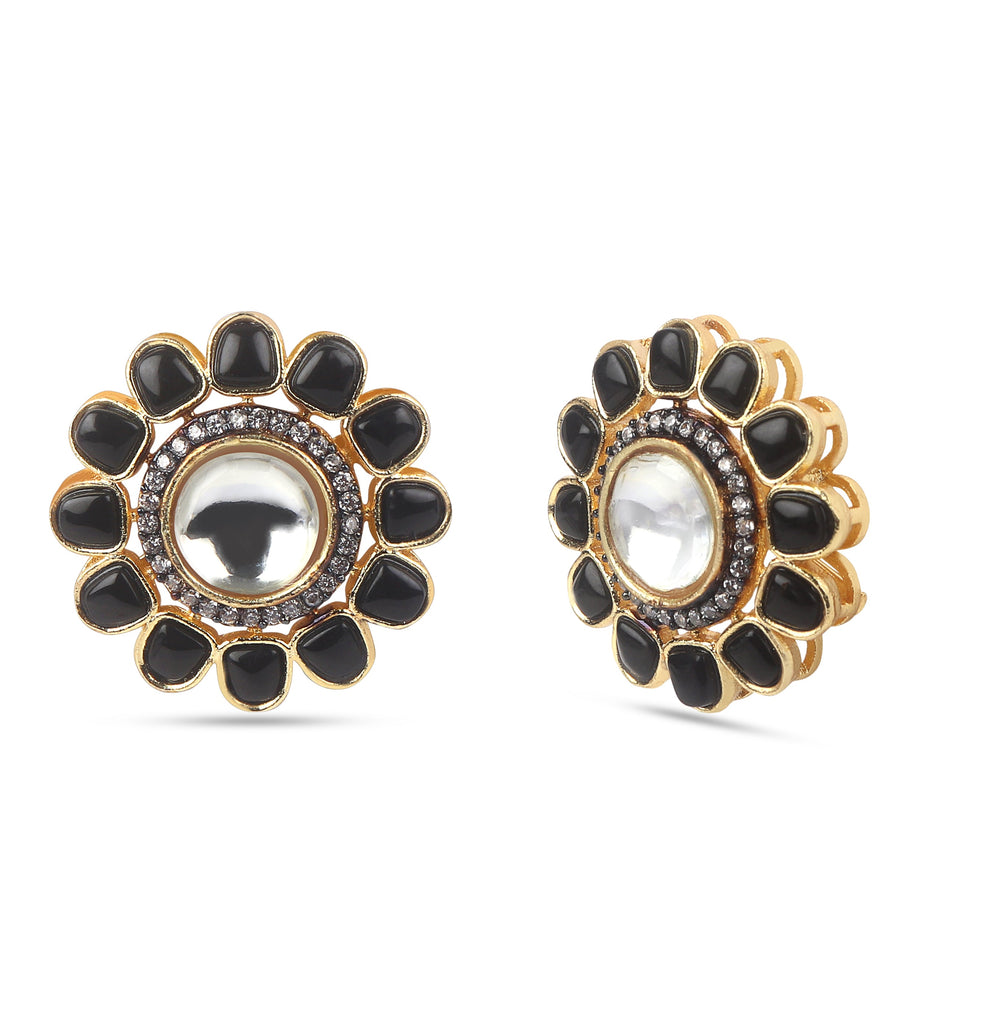 American Diamond Black Diamonds Flower Earring