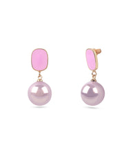 Load image into Gallery viewer, Anti-Tarnish Pink Enamel and Pearl Earring