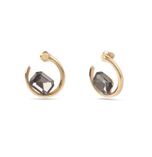 Load image into Gallery viewer, Anti-Tarnish Golden Earring with Shaded Black Stone