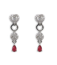 Load image into Gallery viewer, American Diamond Heart shape Necklace Set Red Stone
