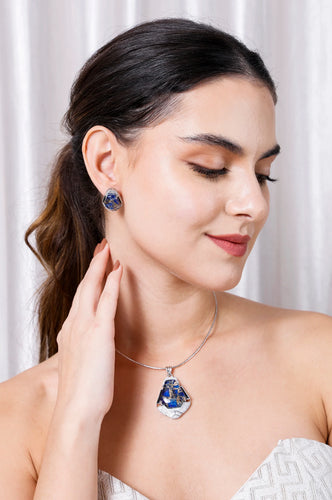 Blue Pota Stone Necklace Set