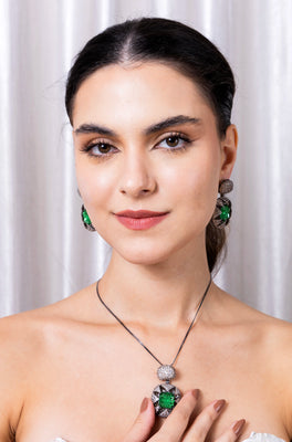 Tasmaye Celestia setting Green Emerald Copper Brown Necklace Set