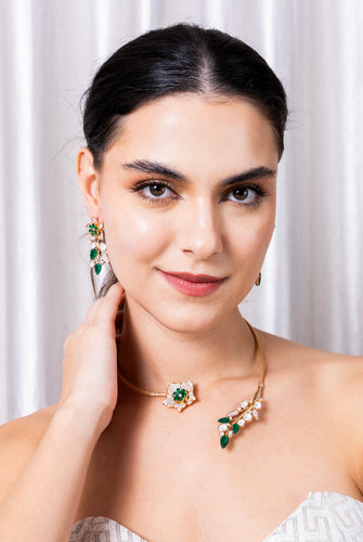 Hasli Green leaf and Flower with earrings