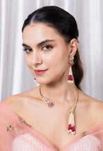 Load image into Gallery viewer, Pink Moissanite Hasli set with earrings