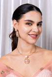 Tasmaye Celestia nano setting gold Plated With Pink Stone Necklace Set