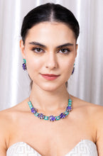 Load image into Gallery viewer, Metallic Doublet Necklace set Sea Green and Purple Colour