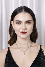 Load image into Gallery viewer, American Diamond Heart shape Necklace Set Red Stone